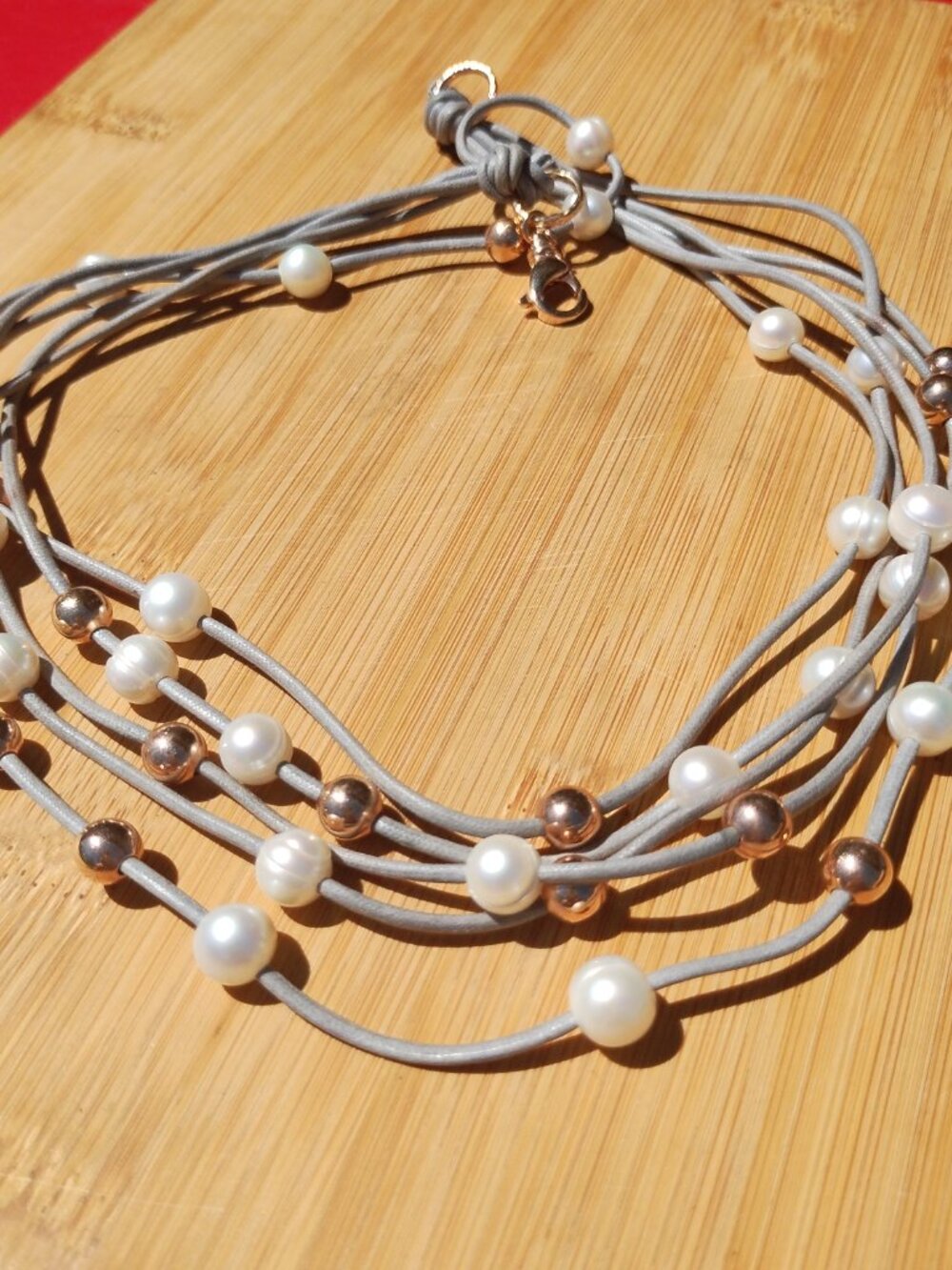 Honora Bronze Italy Genuine Freshwater Pearl Multi strand leather Necklace - Picture 4 of 5